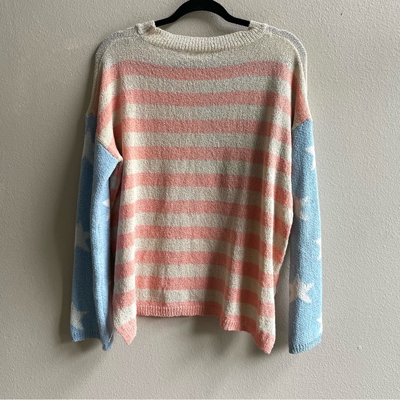 Lisa Robertson Pastel American Flag Pattern Knit Pullover Sweater Womens Medium - Picture 3 of 8